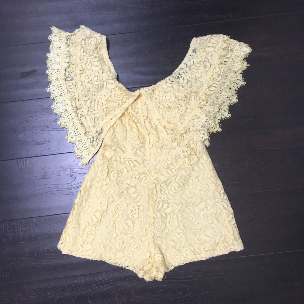 Beautiful Yellow Lace Romper